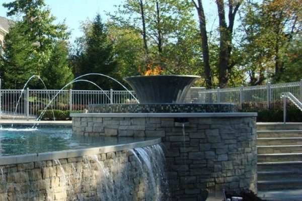 propane fire with water jets running