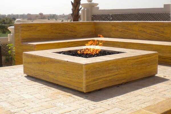 wooden outdoor propane fire pit