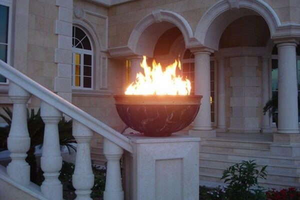 propane fire pot lit